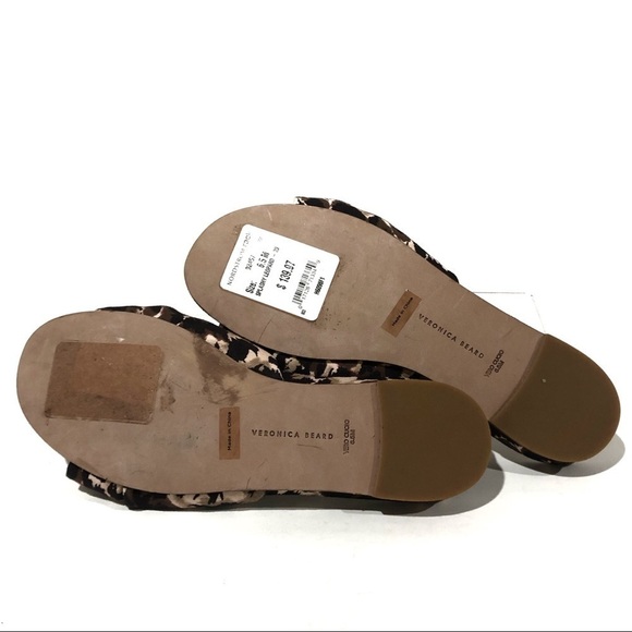 Veronica Beard Sandals Etra Knotted Leopard Flat Mule Sandals Slippers Sz 6.5 - Picture 10 of 11
